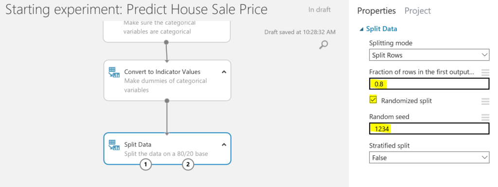 Predict House Sale Price - split data